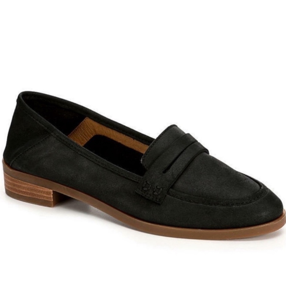 Lucky Brand Black Suede Leather Caylon Loafers size 7